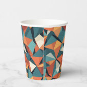 Mid-Century Geometric Teal & Orange | Papieren Bekers (Rechts)
