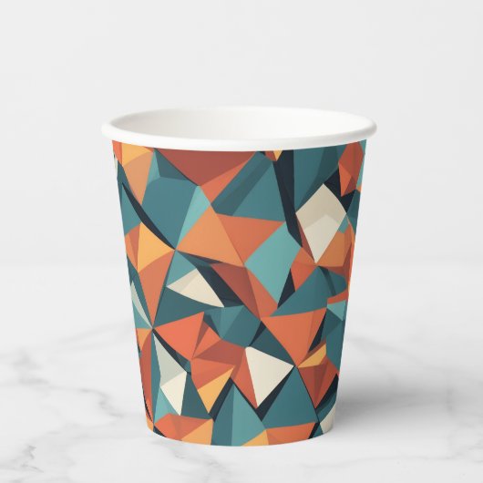 Mid-Century Geometric Teal & Orange | Papieren Bekers (Voorkant)