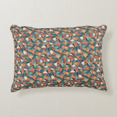 Mid-Century Geometric Teal & Orange Pattern Accent Kussen (Voorkant)