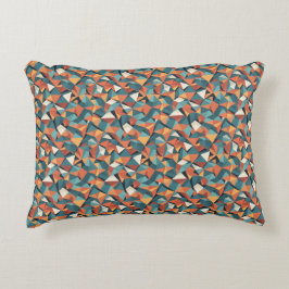 Mid-Century Geometric Teal & Orange Pattern Accent Kussen