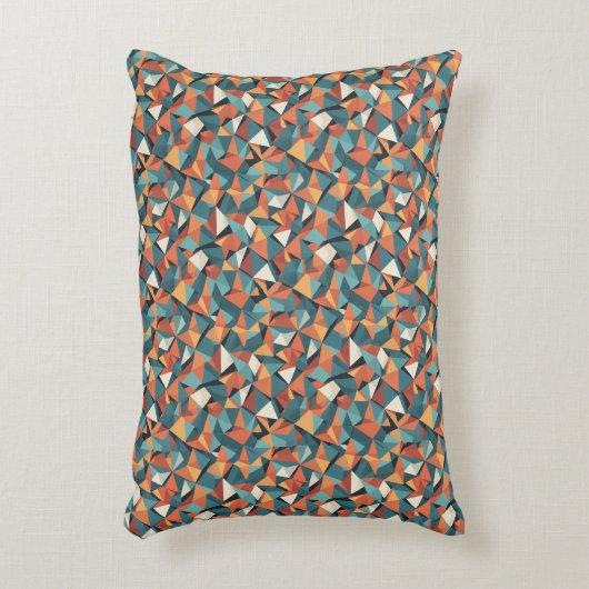 Mid-Century Geometric Teal & Orange Pattern Accent Kussen (Voorkant(Verticaal))
