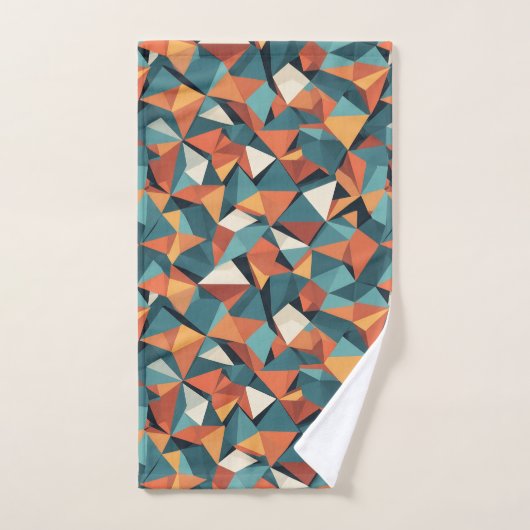 Mid-Century Geometric Teal & Orange Pattern Bad Handdoek (Handdoek)
