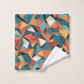 Mid-Century Geometric Teal & Orange Pattern Bad Handdoek (Wasdoekje)