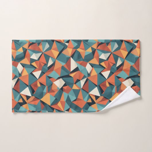 Mid-Century Geometric Teal & Orange Pattern Bad Handdoek (Handdoek)
