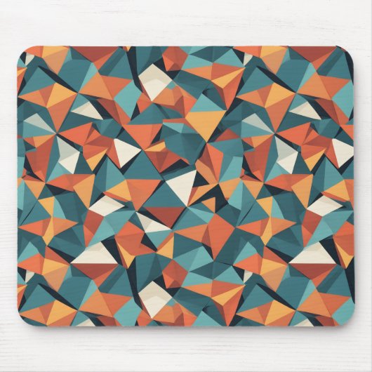 Mid-Century Geometric Teal & Orange Pattern Muismat (Voorkant)