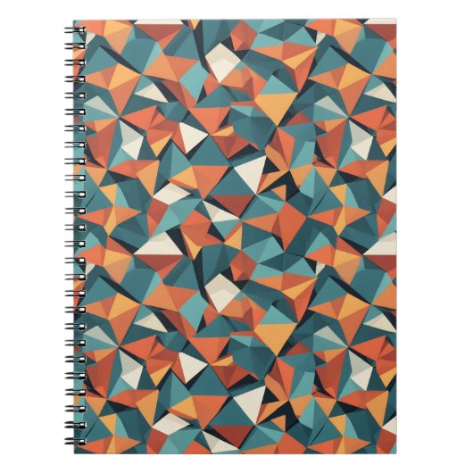 Mid-Century Geometric Teal & Orange Pattern Notitieboek (Voorkant)