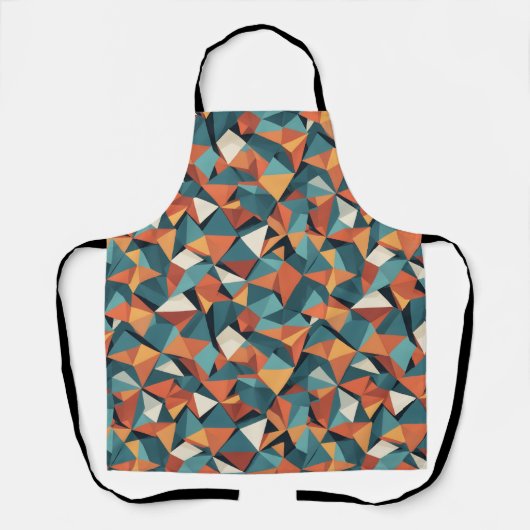 Mid-Century Geometric Teal & Orange Pattern Schort (Voorkant)