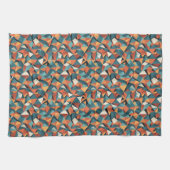 Mid-Century Geometric Teal & Orange Pattern Theedoek (Horizontaal)