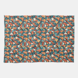 Mid-Century Geometric Teal & Orange Pattern Theedoek