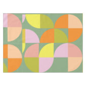 Mid Century geometrisch ontwerp groen geel roze Tafelkleed (Voorkant (Horizontaal))