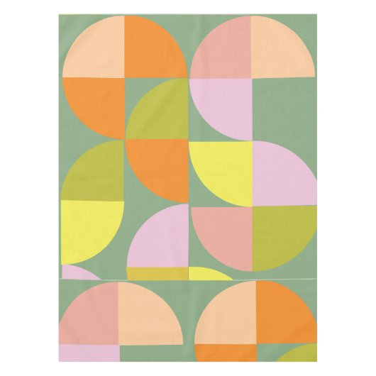 Mid Century geometrisch ontwerp groen geel roze Tafelkleed (Voorkant)