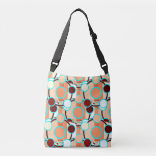 mid-century geometrisch patroon crossbody tas