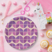 Mid Century Geometrisch Roze Paarse Patroon Papieren Bordje (Feest)