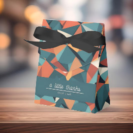 Mid-Century Geometrisch Teal & Oranje | Op Maat Bedankdoosjes