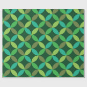 Mid Century geometrische groene cirkels patroon Cadeaupapier (Vlak)