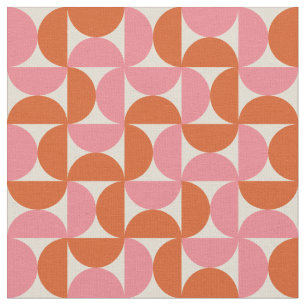 Mid Century Geometrische Halve Cirkels Roze Sinaas Stof