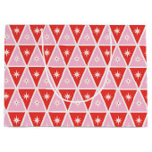 Mid-century geometrische roze en rood groot cadeauzakje (Voorkant)