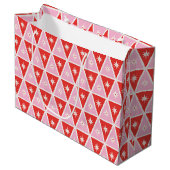 Mid-century geometrische roze en rood groot cadeauzakje (Voorkant Gekanteld)