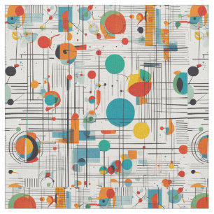 Mid Century geometrische vormen en lijnen Stof