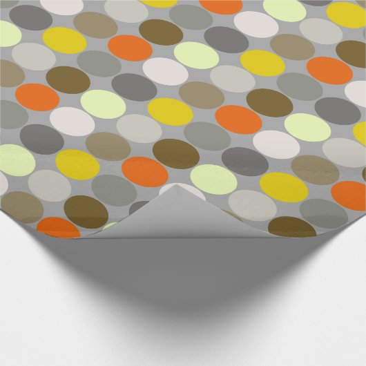 Mid-Century Giant Dots, Gray, Gold and Orange Cadeaupapier (Hoek)