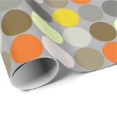 Mid-Century Giant Dots, Gray, Gold and Orange Cadeaupapier (Rol Hoek)