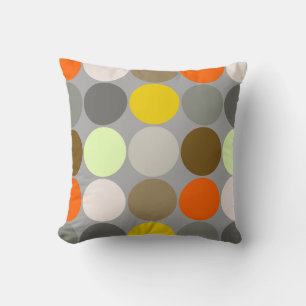 Mid-Century Giant Dots, Gray, Gold and Orange Kussen