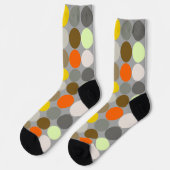 Mid-Century Giant Dots, Gray, Gold and Orange Sokken (Links)