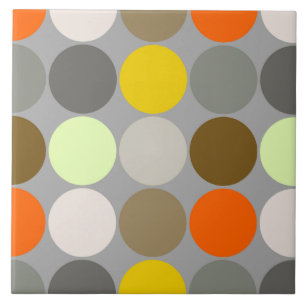 Mid-Century Giant Dots, Gray, Gold and Orange Tegeltje
