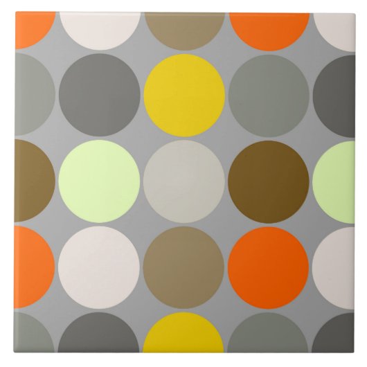 Mid-Century Giant Dots, Gray, Gold and Orange Tegeltje (Voorkant)