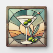 Mid Century Glas in lood 2 Olive Martini Fotoplaat (Voorkant)