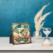 Mid Century Glas in lood 2 Olive Martini Fotoplaat (Insitu)