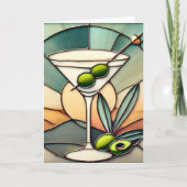 Mid Century Glas in lood 2 Olive Martini Kaart (Voorkant)