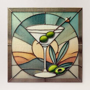 Mid Century Glas in lood 2 Olive Martini Legpuzzel