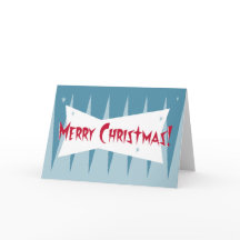 Mid-Century Googie Christmas Kaart: Blauw