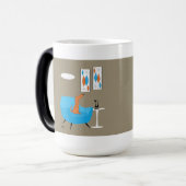 Mid Century Gravel Art with Dog Magische Mok (Voorkant links)