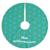 Mid Century Groen Blauw Geometrisch Gepersonalisee Kerstboom Rok (Voorkant)