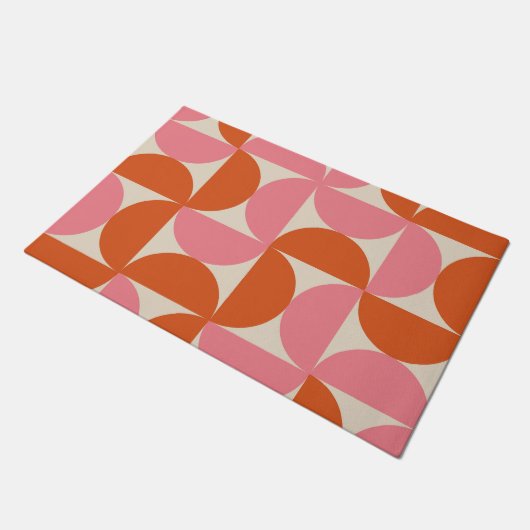 Mid Century Half Circles Roze en Sinaasappel Deurmat (Schuin)