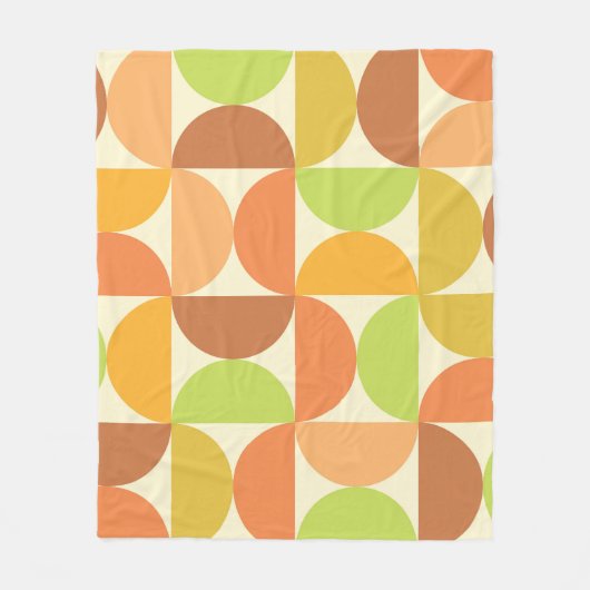 Mid Century Half Circles Sinaasappel bruin groen Fleece Deken (Voorkant)
