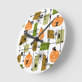 Mid Century Halloween Pumpkins Ronde Klok (Hoek)
