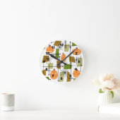 Mid Century Halloween Pumpkins Ronde Klok (Huis)