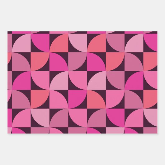 Mid Century halve cirkel Roze Koraal Inpakpapier Vel (Voorkant)