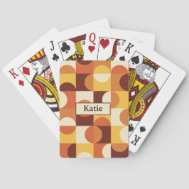 Mid Century Halve cirkels geel sinaasappel Naam Pokerkaarten