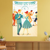 Mid Century Happy New Year The Martini Dance Canvas Afdruk (Insitu (Woonkamer))