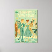 Mid Century Happy New Year The Martini Dance Canvas Afdruk (Voorkant)