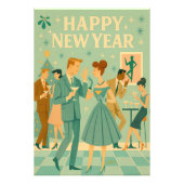 Mid Century Happy New Year The Martini Dance Foto Afdruk (Voorkant)