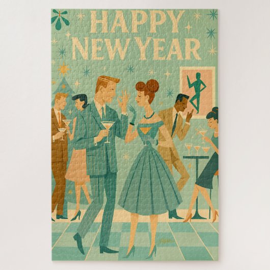 Mid Century Happy New Year The Martini Dance Legpuzzel (Verticaal)
