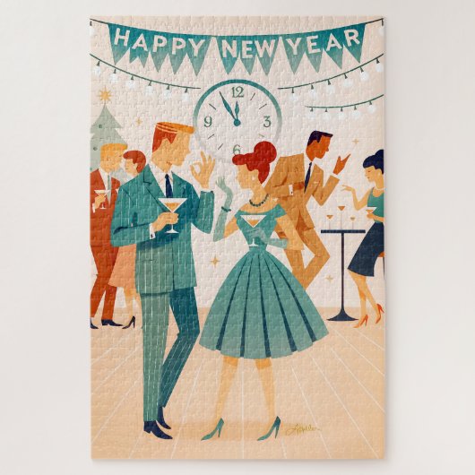 Mid Century Happy New Year The Martini Dance Legpuzzel (Verticaal)