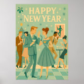 Mid Century Happy New Year The Martini Dance Poster (Voorkant)