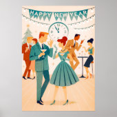 Mid Century Happy New Year The Martini Dance Poster (Voorkant)