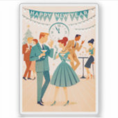 Mid Century Happy New Year The Martini Dance Sticker (Voorkant)